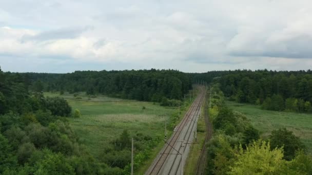 Aerial Drone Train Tracks Klevan Rivne Oblast Ukraine Filmed Summer — kuvapankkivideo