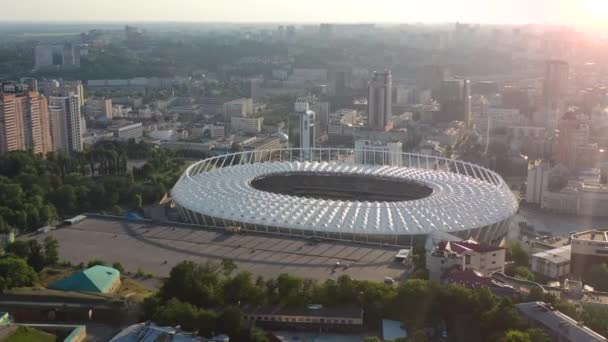 Deo Drone Aéreo Centro Cidade Skyline Edifícios Kiev Oblast Ucrânia — Vídeo de Stock