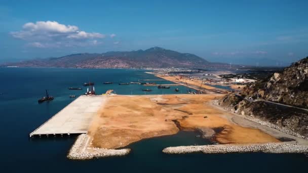 Повітряне Підняття Над Генеральним Портом Який Будується Єтнам — стокове відео