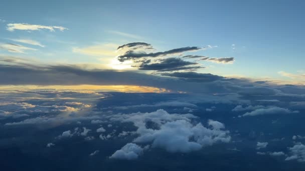 Beautiful Sunset Cloudy Sky Cockpit — стоковое видео