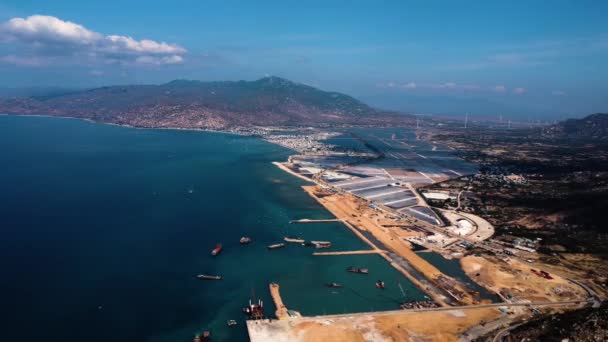 Descente Aérienne Sur Les Chantiers Construction Port Général Vietnam — Video