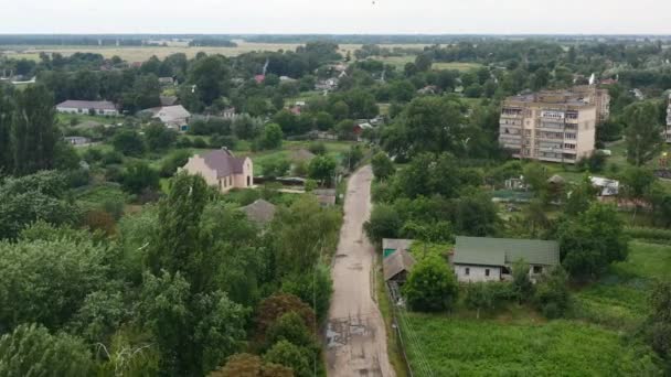 Aerial Drone Wideo Budynków Miasta Kalyta Granicy Obwodu Kijowskiego Obwodu — Wideo stockowe