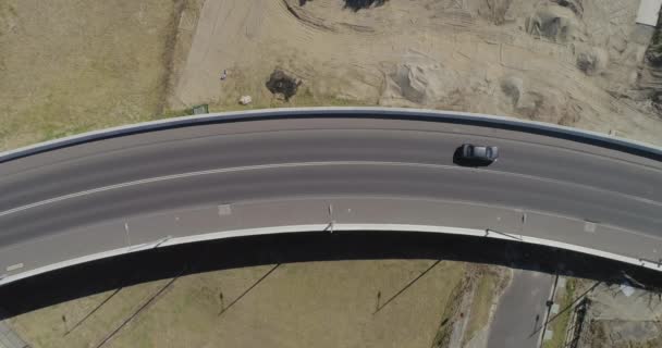 Cars Crossing New Bridge Bypass Bright Summers Day Static Aerial — Stock Video