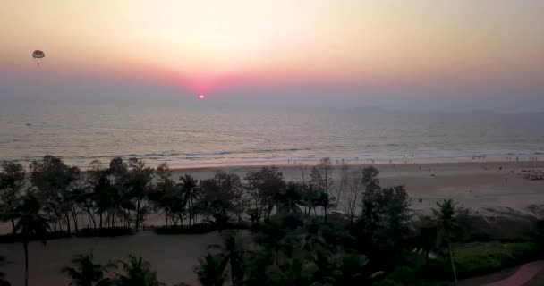 Drone Shot Beautiful Utorda Beach South Goa India — Vídeo de Stock