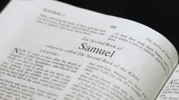Bible Page Turning Book Second Samuel — 图库视频影像