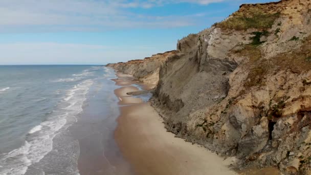 Aerial View Rubjerg Knude North Sea Denmark — Stockvideo