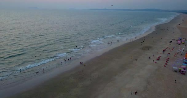 Drone Capturing Beautiful Utorda Beach South Goa India — 비디오