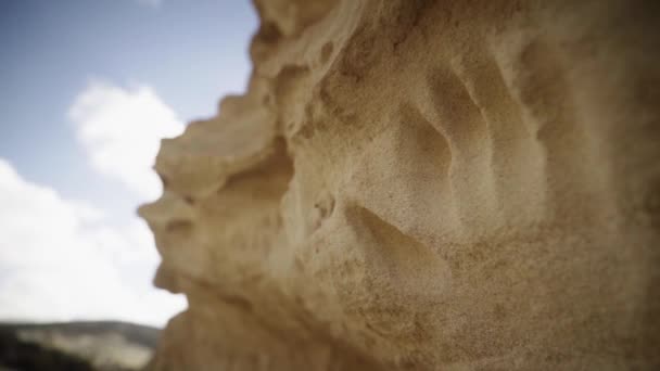 Cetakan Tangan Terukir Pasir Gundukan Pasir Fuerteventura Spanyol — Stok Video