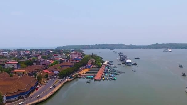 Drone Shot Beautiful River Panjim Goa India — Stok Video