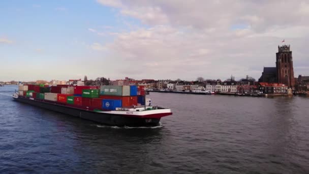 Steuerbord Seitenansicht Eines Salut Frachtschiffes Das Auf Der Oude Maas — Stockvideo