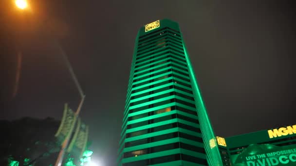 Mgm Grand Hotel Casino Tower Green Lights Las Vegas Strip — Video