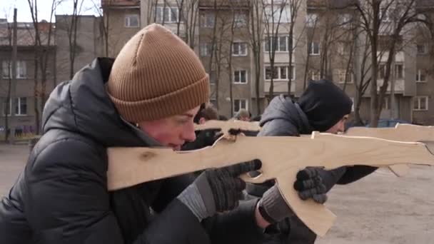 Civil Önkéntesek Részt Vesznek Nyugat Ukrajnában Található Ivano Frankivsk Város — Stock videók