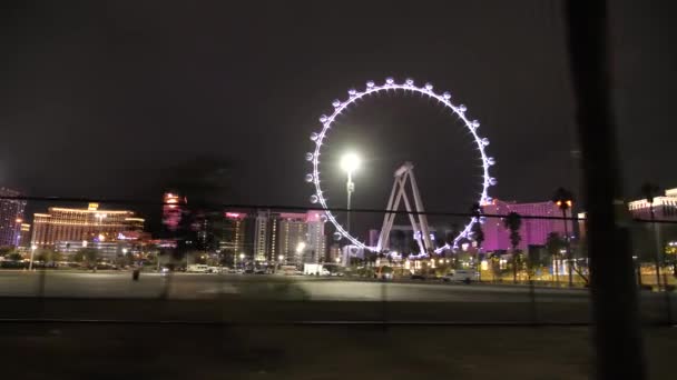Las Vegas Verenigde Staten High Roller Ferris Wiel Bij Nacht — Stockvideo