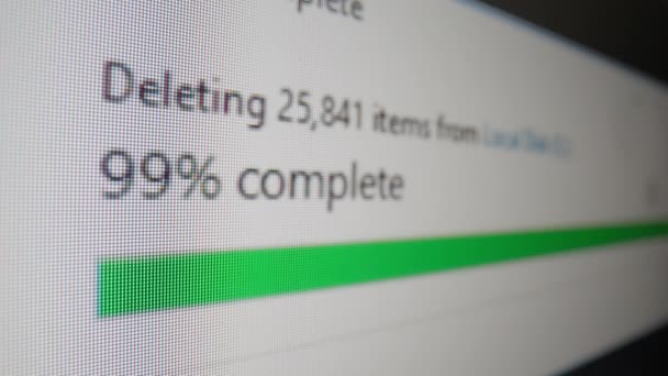 Pixelated Loading Bar Deleting Files Computer Screen — Stok video