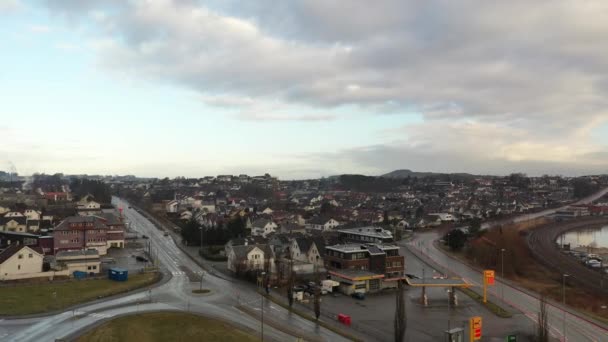 Lura Road Stavangerveien Close E39 Sandnes Norway Ascending Aerial Gas — Stockvideo