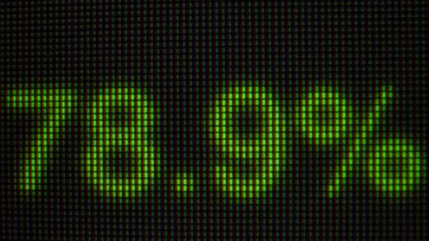Pixelated Green Loading Indicator Percentage — Stock Video