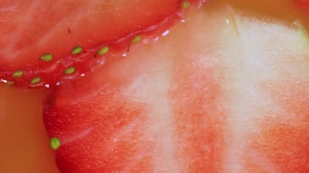 Close View Strawberries Homemade Cake Peach Jam Close View Straberries — Vídeos de Stock