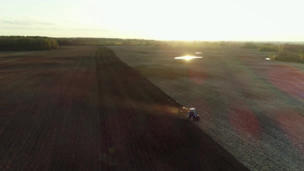 Aerial Drone Shot Countryside Beautiful Sunset Golden Hour Spring Season — Wideo stockowe