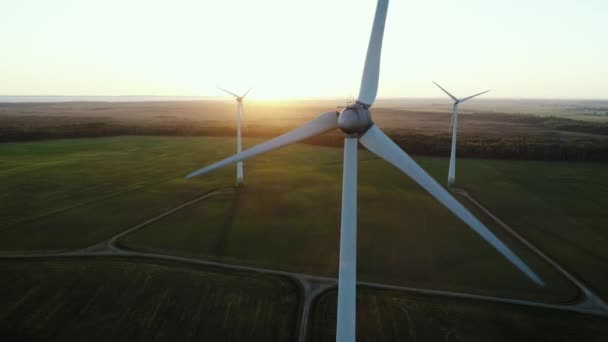 Shot You Can See White Windmills Rotating Generating Clean Wind — Vídeo de stock