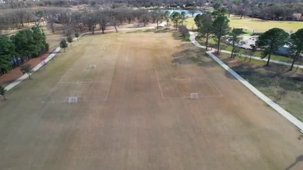 Vídeo Aéreo Campo Futebol Double Tree Ranch Park Highland Village — Vídeo de Stock