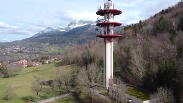 Drone Shot Moving Antenna Villages Mountains Background — Vídeos de Stock