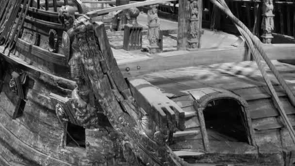 17Th Century Swedish Warship Sank Recovered Now Sits Museum Vasa — Stock Video