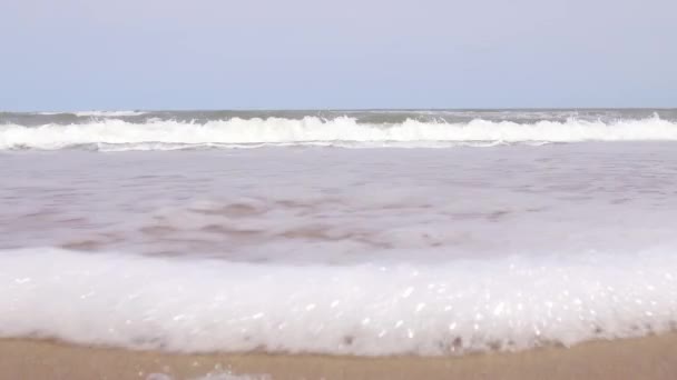 Waves Wash Shore North Sea Ostend Belgium — Stock Video