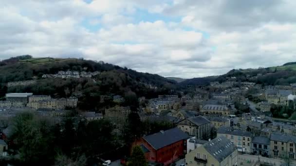 Upward Moving Drone Shot Show Casing Stunning Hillside Hebden Bridge — ストック動画