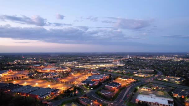 Solnedgång Eller Soluppgång Drönare Antenn Utsikt Över Köpcentrum Woodbury — Stockvideo