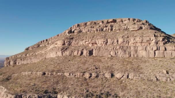 Drone Aerial Fly Large Cliff Face Layers Rock Washout — Stock Video