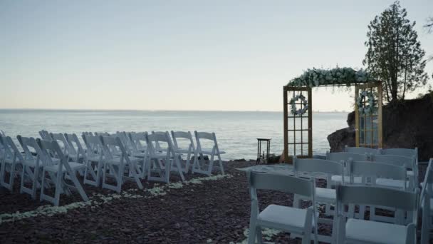 Океанська Або Озерна Сторона Натхнення Весільної Церемонії Берегової Лінії — стокове відео