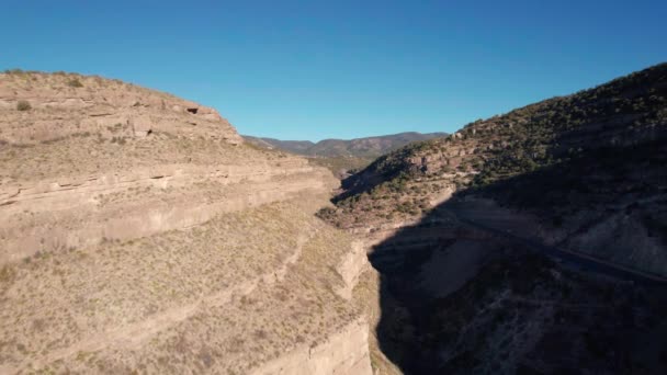 Drone Aerial View Rocky Valley Mountains New Mexico — Stock Video