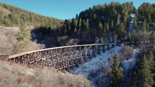 Drone Aerial View Mexican Canyon Railroad Trestle — Stock Video