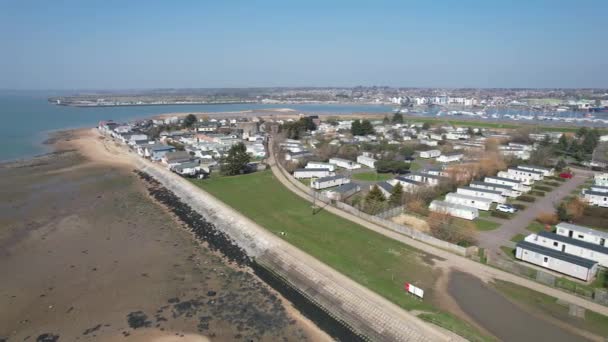 Mobile Home Site Point Clear Clacton Essex Aerial Drone View — Wideo stockowe