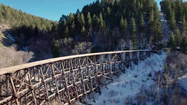 Aerial Drone View Large Bridge Built 1800S — Stockvideo