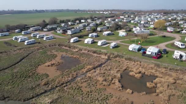 Point Clear Osyths Caravan Mobile Home Site Essex Drone Footage — Stockvideo