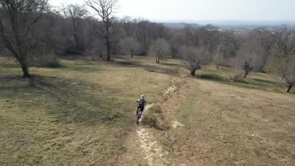 Mountain Bike Hill Drone Active Track — Stock Video
