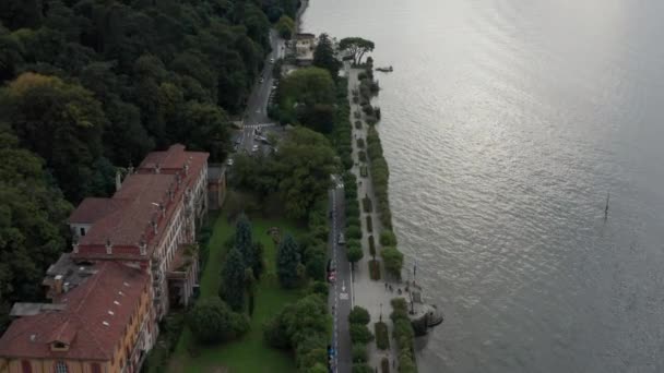 Belle Antenne Route Jetée Côté Lac Côme Italie — Video