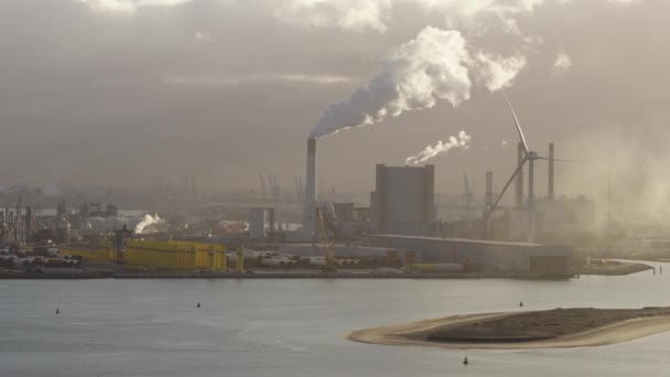 Vista Aérea Del Puerto Centro Industrial Más Grande Europa Puerto — Vídeos de Stock