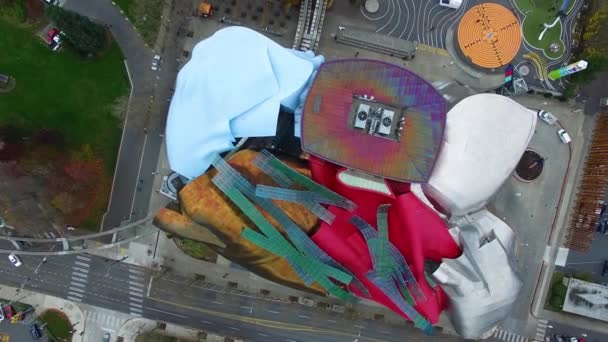 Overhead Drone Shot Van Seattle Experience Music Project Emp Circa — Stockvideo