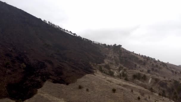 左側の土地が破壊された後の丘に対する気候変動の影響 — ストック動画