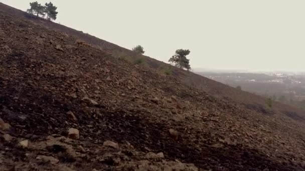 Effect Climate Changes Hills Fire Left Land Destroyed — Video