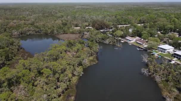 Aerial Facing Cortez Blvd Weeki Wachee Florida Home Wholesome Outdoor — Vídeos de Stock