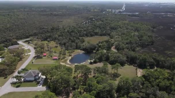 Turning Coastal Marsh Weeki Wachee Florida Area Eastward Homes Canal — Stock Video