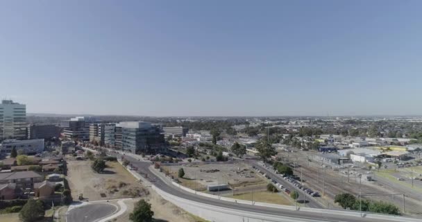 White Birds Flying Foreground Aerial Perspective Looking Out Newly Developed — Vídeo de Stock