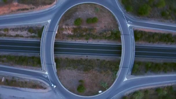 Aerial View Ascent Chopped General Plane Road Auto Circle Road — Vídeo de stock