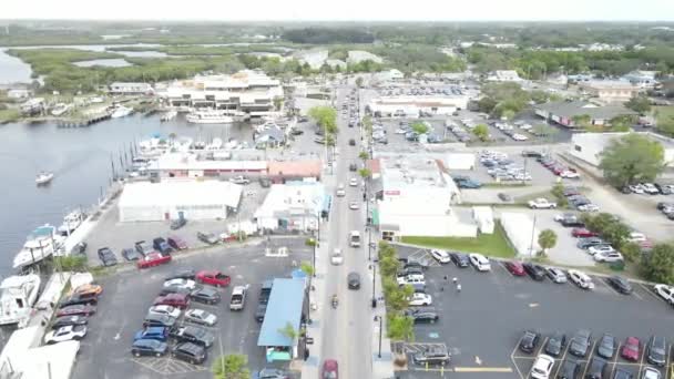 ダウンタウンのタロンスプリングスの美しい航空軌道 フロリダ州タンパ湾の北の活気あるギリシャ人コミュニティ — ストック動画
