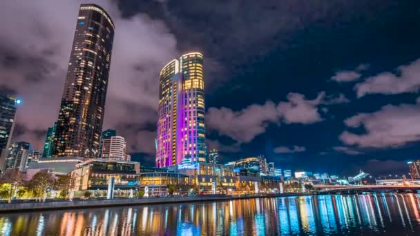 Melbourne Austrália Victoria Cidade Olhando Sobre Rio Yarra Casino Com — Vídeo de Stock