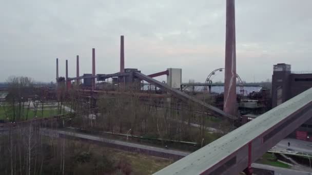 Luftaufnahme Des Ehemaligen Industriekomplexes Zollverein Essen Deutschland Bedeckter Tag — Stockvideo