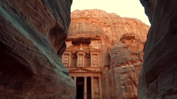 Petra Jordan Gammelt Bybilde Gåtur Gjennom Daler – stockvideo